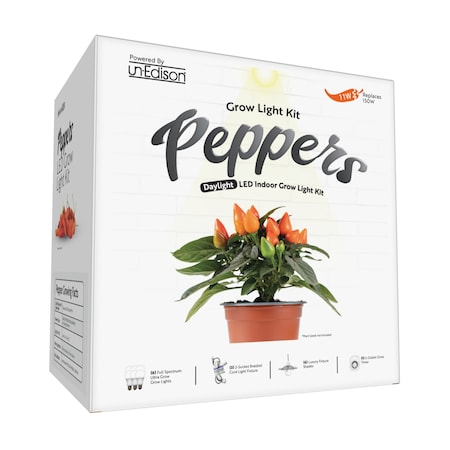 Miracle Led 2-Socket DIY Pepper Grow Light Kit- Full Spec. 12W Replace 150W Grow Bulbs, Silver Shades, 3PK 802216